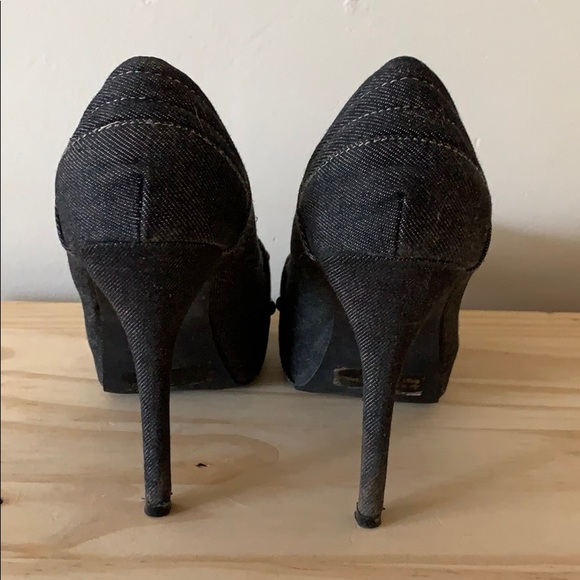 Studded denim platform heels size 6/7 - Picture 4 of 5